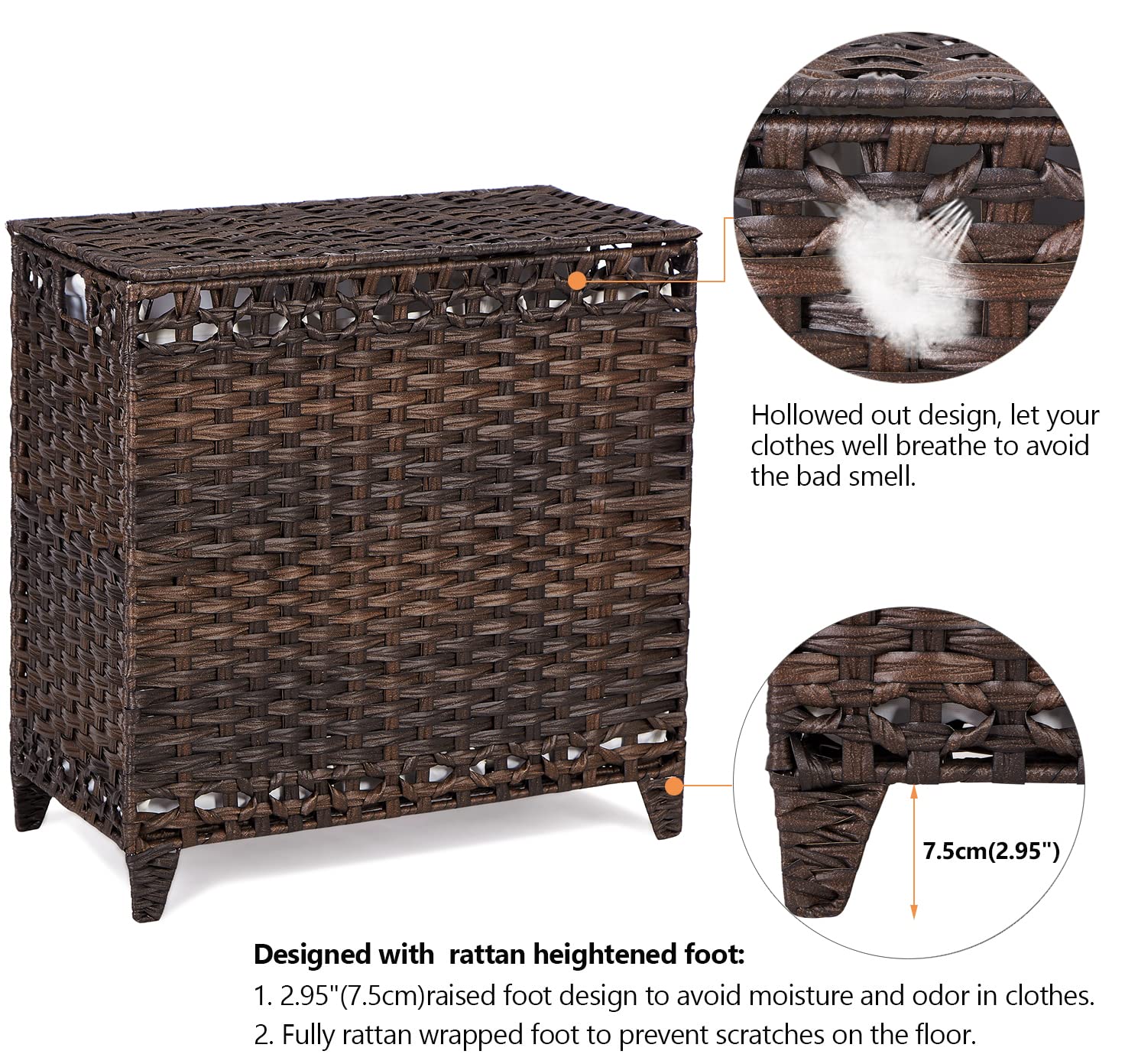 Hermina 132L capacity fits clothing, towels, bedding.