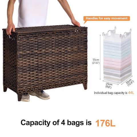 Hermina 176L capacity handwoven hamper holds towels and clothing