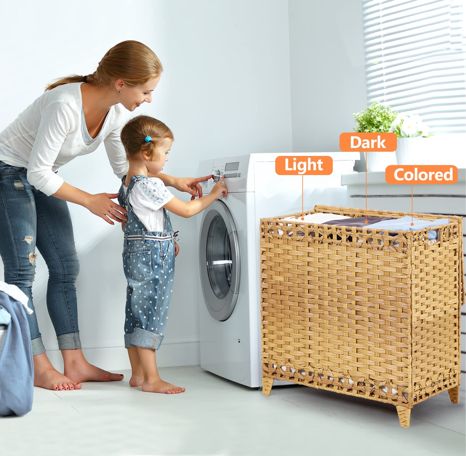 Hermina 3-section sorter keeps clothes organized by color or type