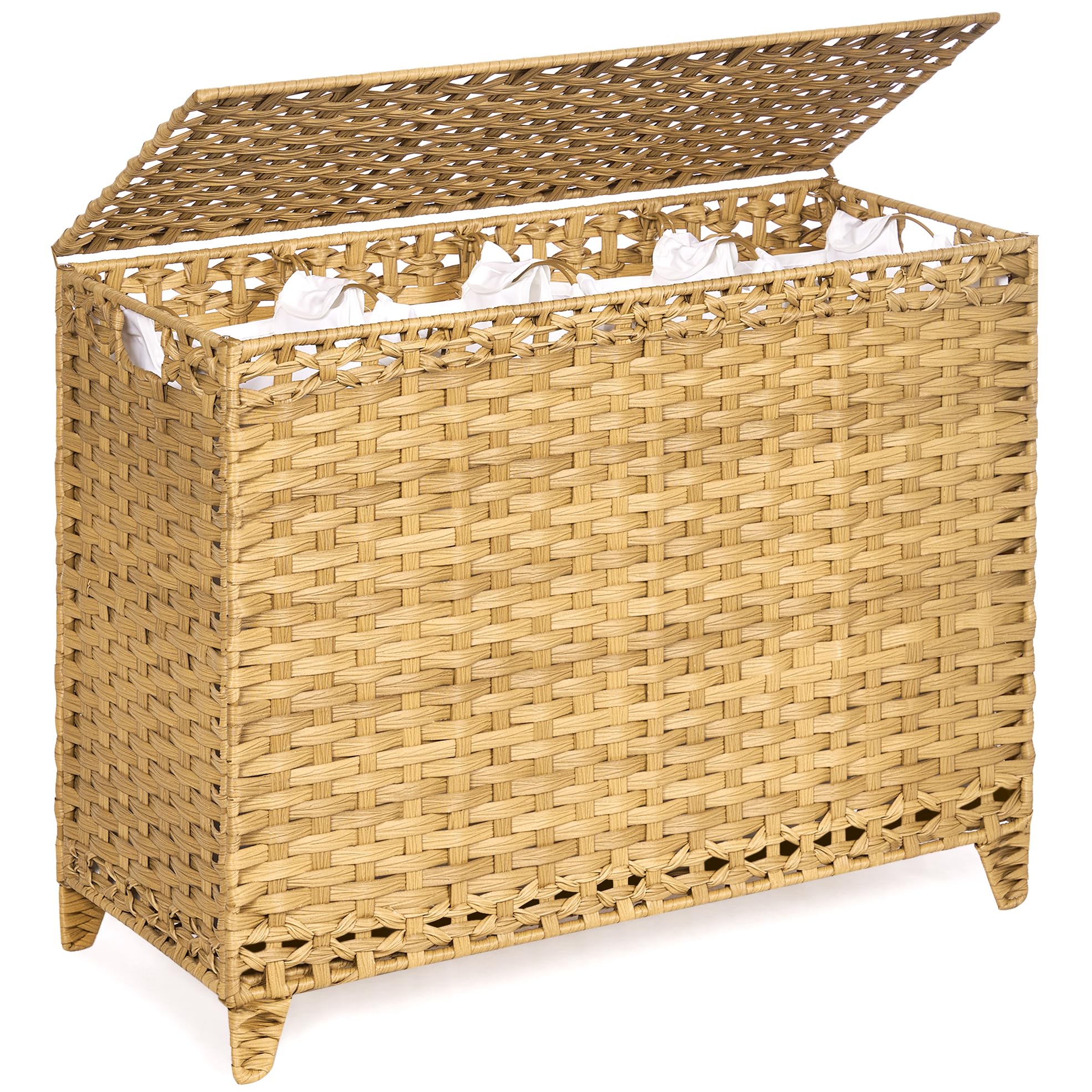 Hermina laundry hamper showing four removable liner bags for easy sorting