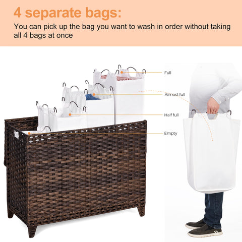 Hermina hamper with heightened feet prevents moisture and floor scratches