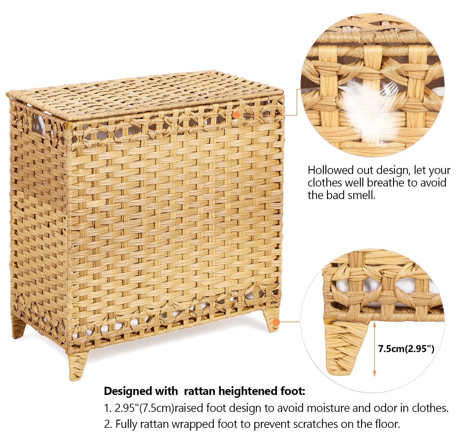 Hermina heightened feet elevate the basket to prevent moisture