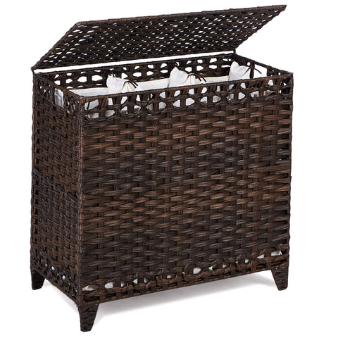 Hermina laundry hamper lid close-up keeps dust away.