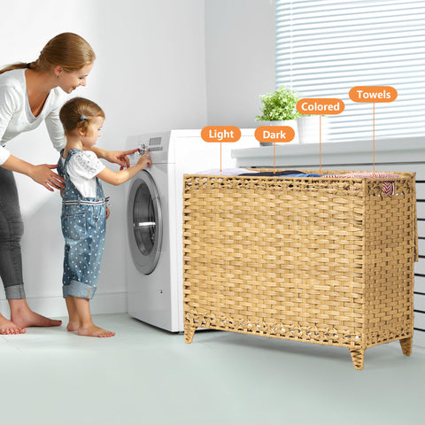 Hermina with rattan lid protecting laundry from dust and odors