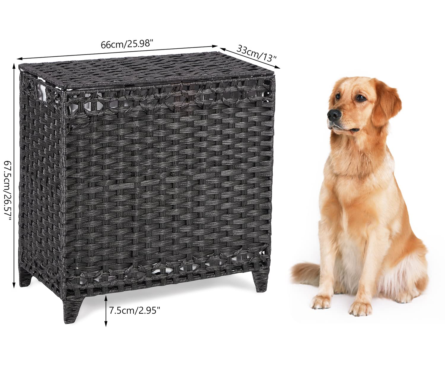 Hermina wicker design adds warmth to bedrooms, bathrooms, and laundry spaces.