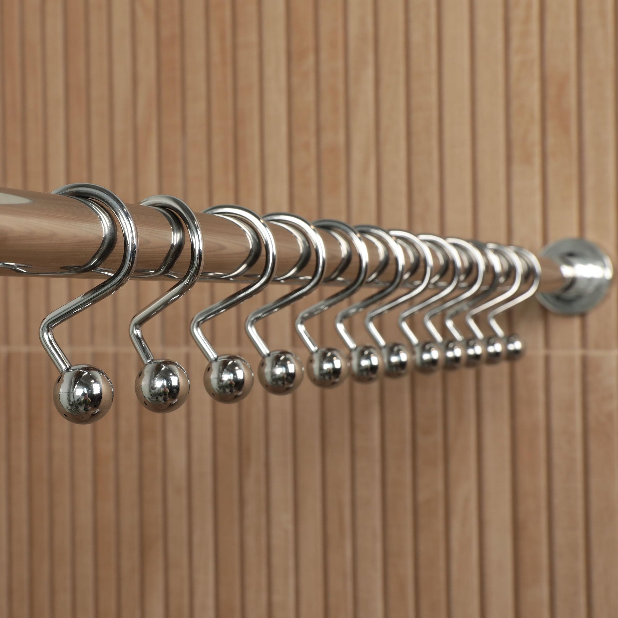 Standard-rod compatibility and linen or plastic curtains in use.