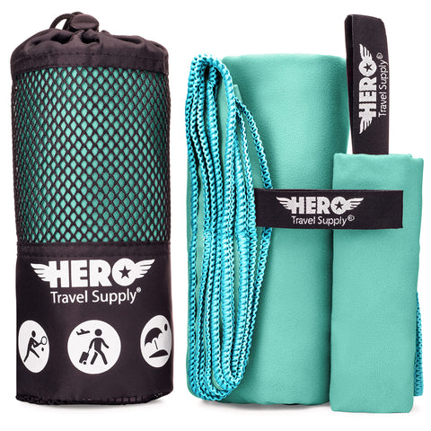 Hero Microfiber Travel Towel folded for compact packing and quick drying