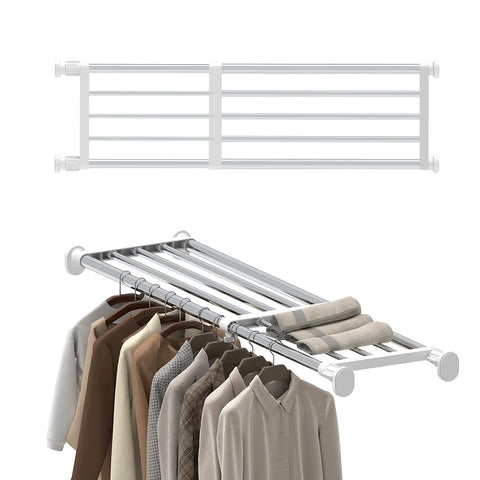 Hershii expandable rod closet system assembly shows tool-free setup for quick closet organization.