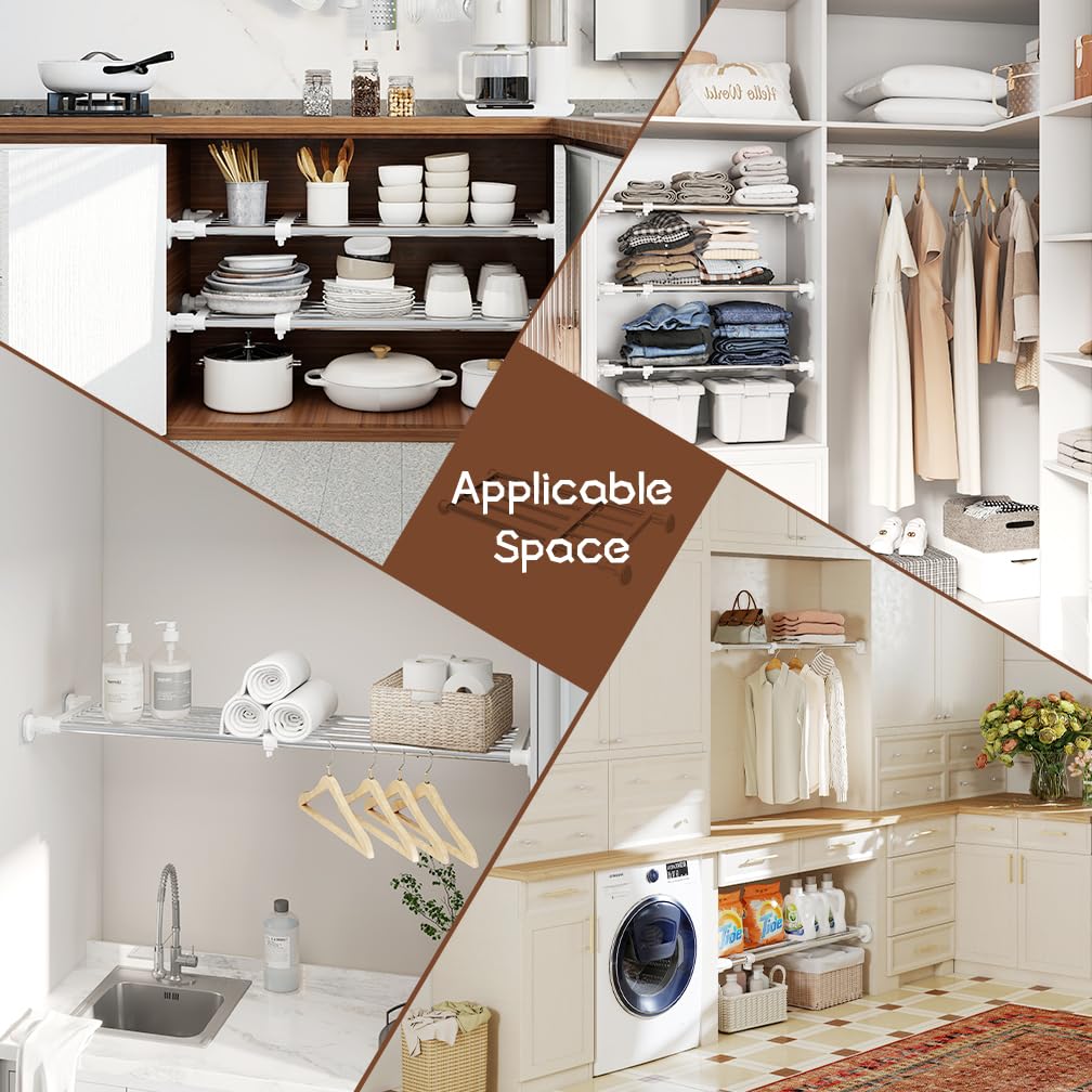 Hershii expandable rod closet system fits into various rooms and spaces.