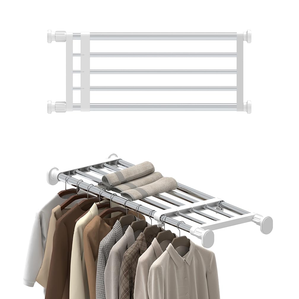 Hershii Expandable Shelf Rod assembly showing quick, tool-free setup and stability.