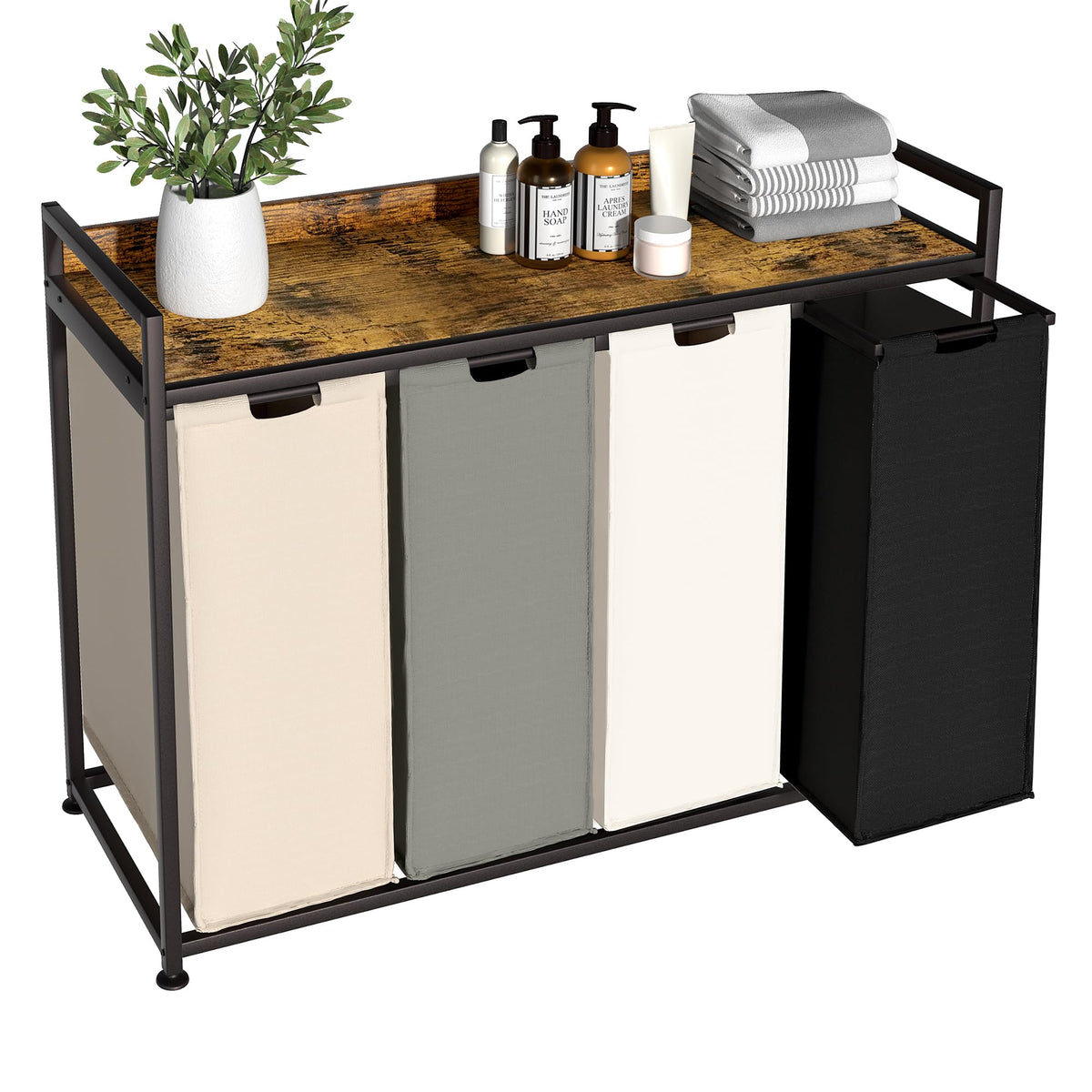 Herture laundry hamper with shelf offers large capacity and organized sorting.