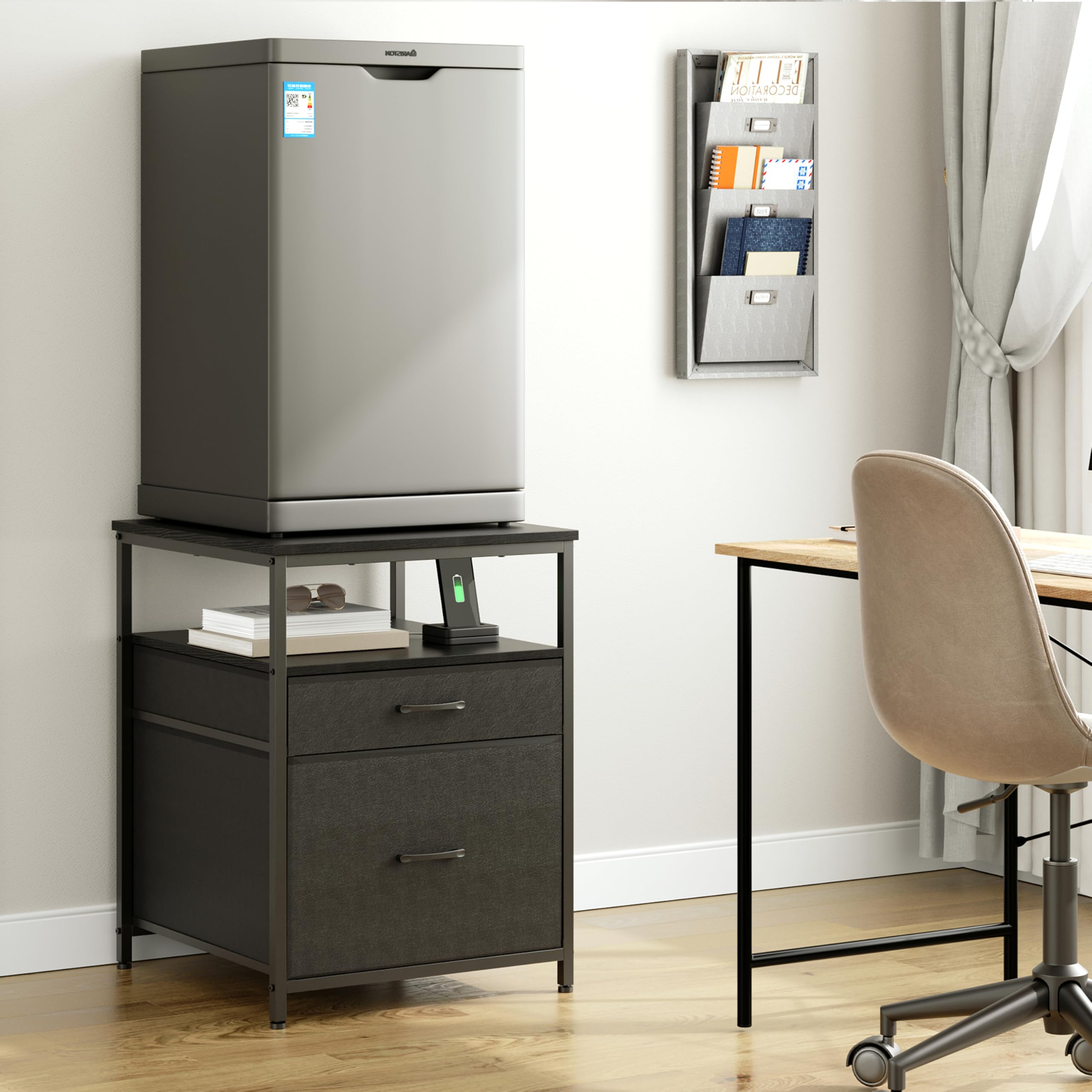 Herture mini-fridge-stand assembly ready for quick setup