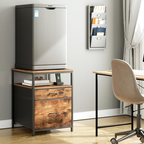 Herture mini fridge stand in a bedroom scene supports tidy, accessible beverage storage.