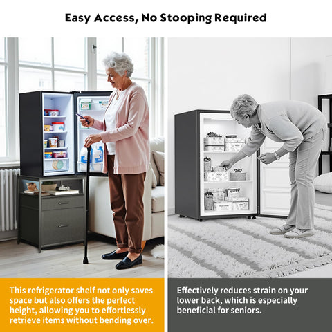 Herture mini-fridge-stand used in dorm or apartment settings for versatile placement