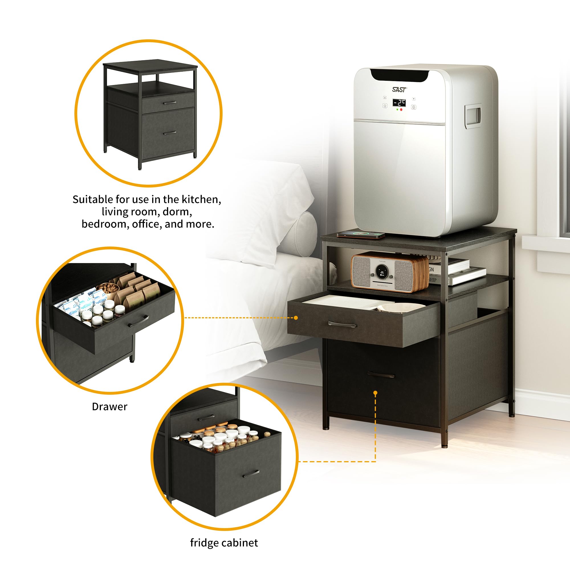 Herture mini-fridge-stand modern design complements any room