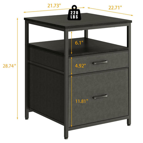 Herture mini-fridge-stand drawer open highlighting organized storage beside fridge