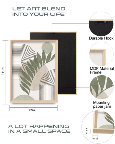 HesenDot Sage Green framed wall art abstract geometry enhances contemporary aesthetics