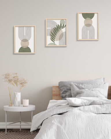 HesenDot Boho Sage Green framed wall art ideal for bedroom decor above bed