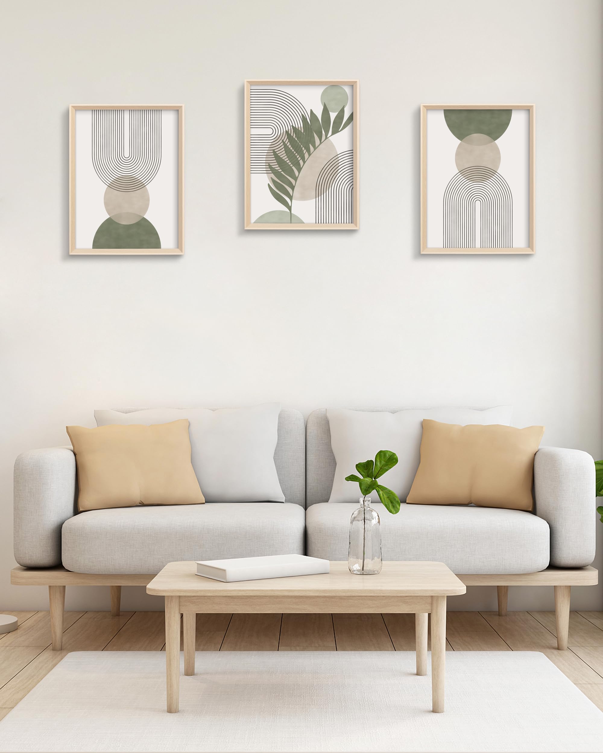 HesenDot Boho Sage Green framed wall art perfect for entryways and desks