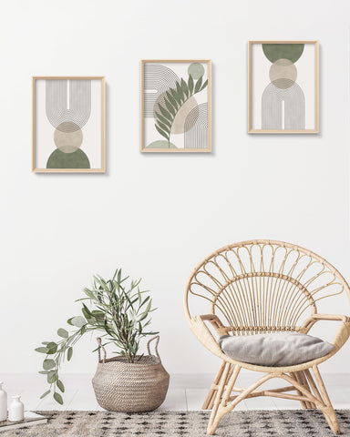 HesenDot Boho Sage Green framed wall art suitable for living rooms