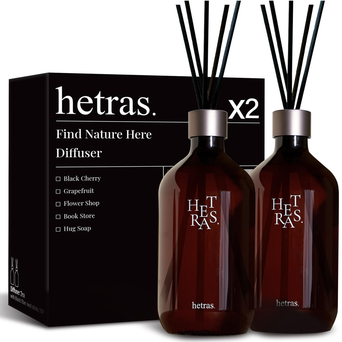 hetras premium reed diffuser bottle-front view for luxurious home aroma