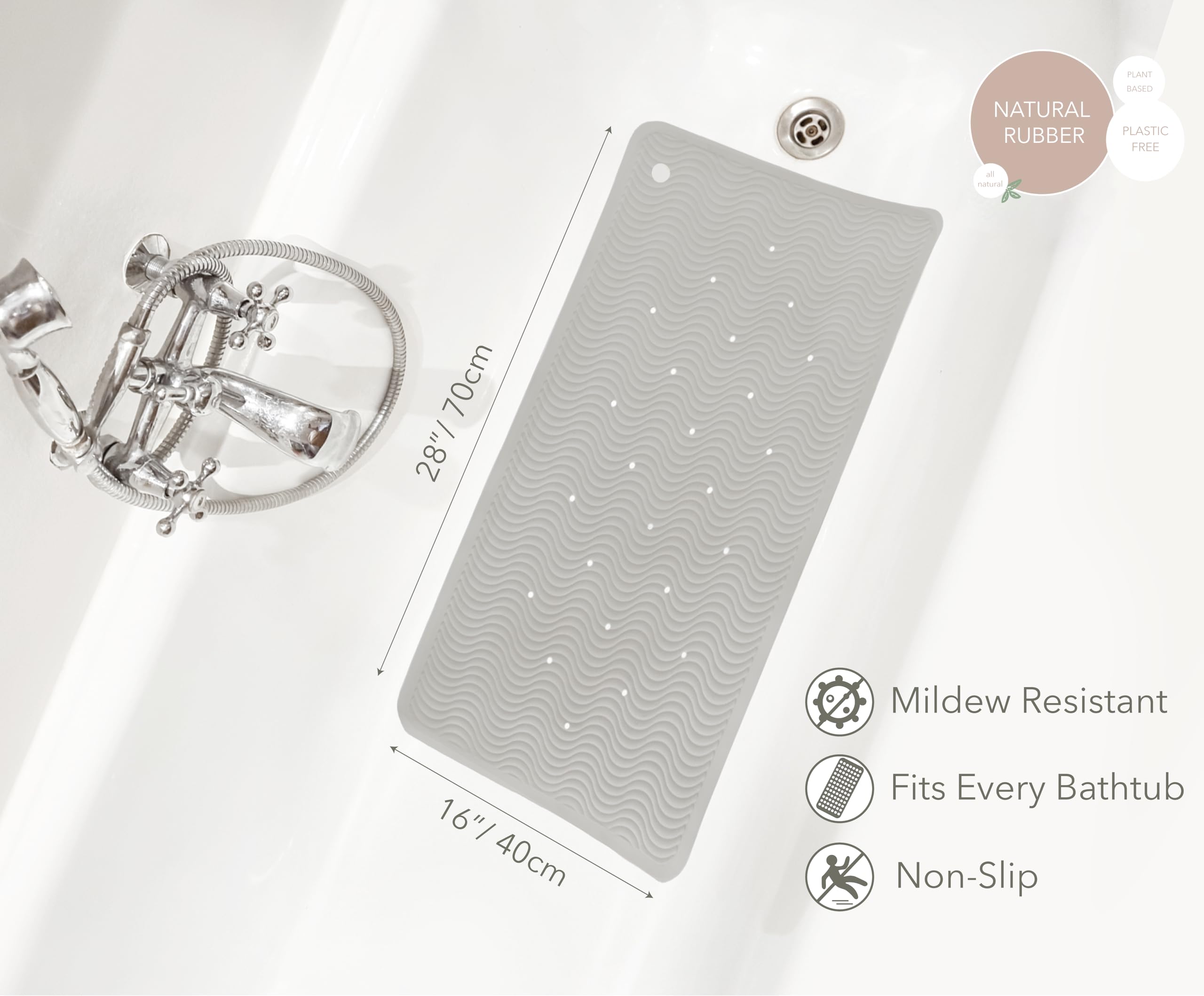 HEVEA Danish design bath mat in earthy tones, stylish and functional
