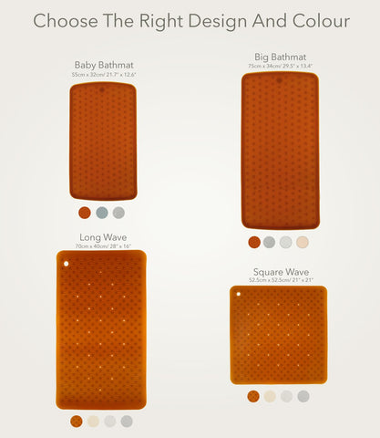 HEVEA eco-friendly bath mat showing soft texture and rinse-friendly surface