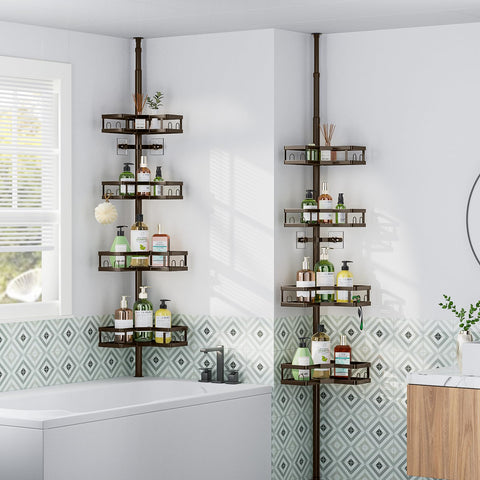 HEVEL rustproof coating on bronze shower rack resists moisture in humid bathrooms.
