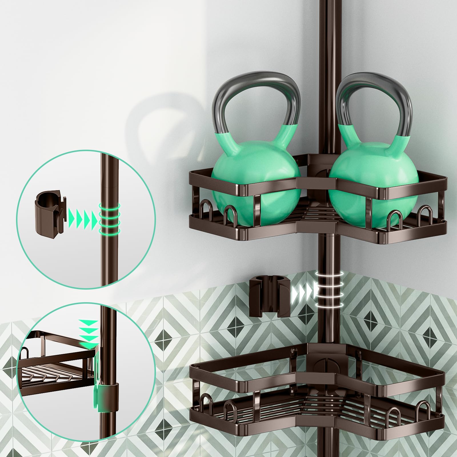 HEVEL no-drill installation protects walls while adding organized space.