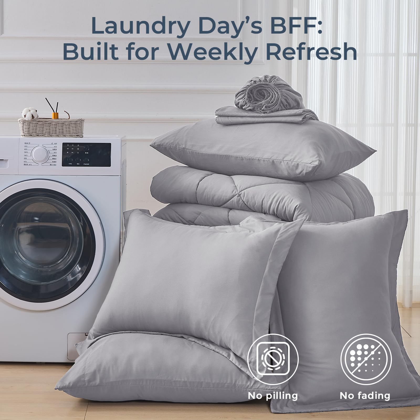 HEVUMYI baffle-box comforter construction keeps fill evenly distributed