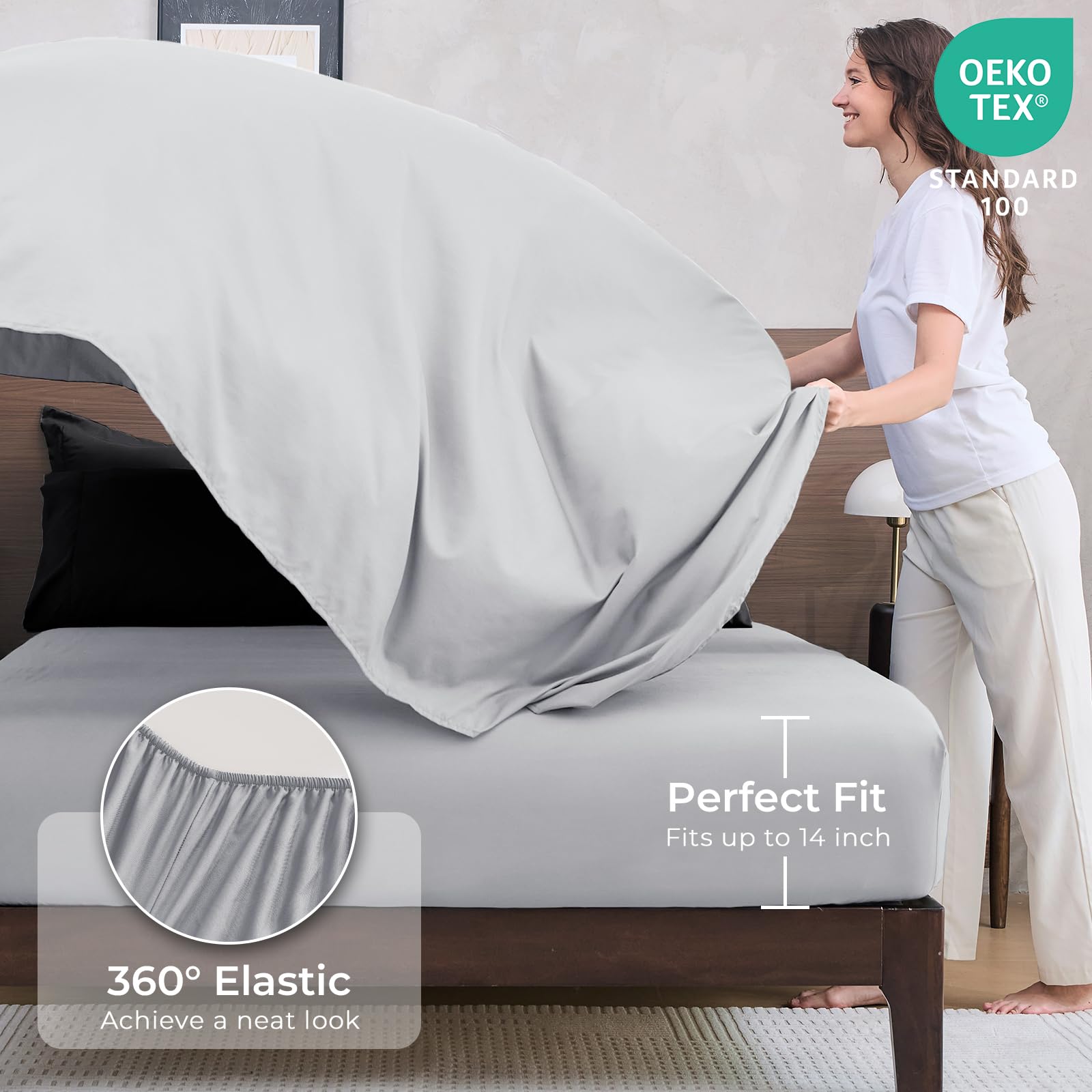 HEVUMYI queen pillow shams, 20x26, refined finish for a tidy bed look.