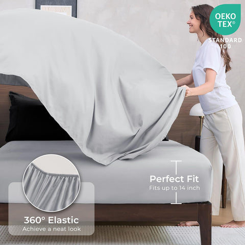 HEVUMYI queen pillow shams, 20x26, refined finish for a tidy bed look.
