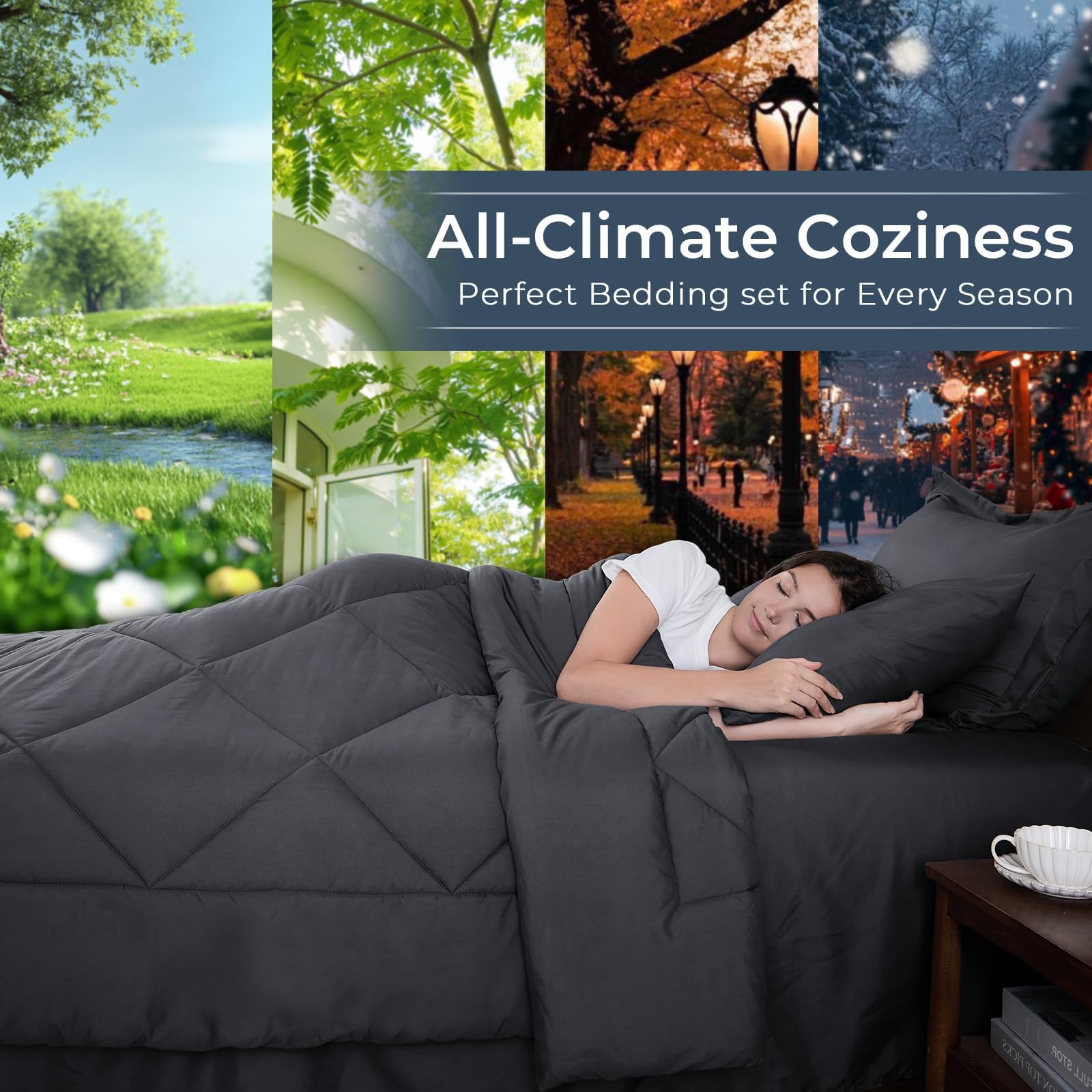 HEVUMYI brushed microfiber texture delivering breathable, quiet nights.