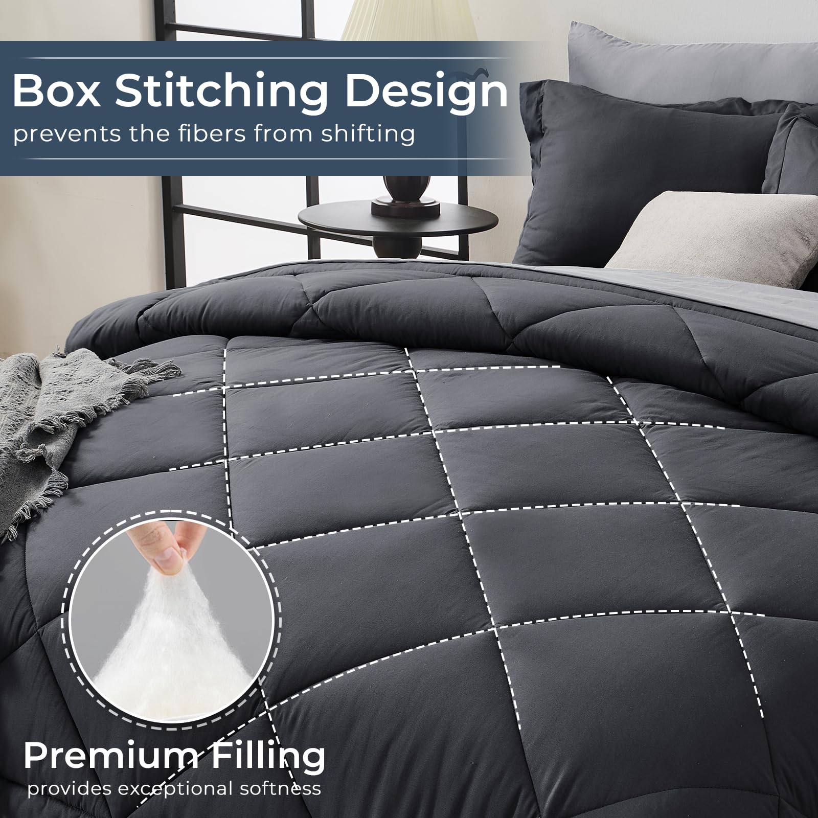 HEVUMYI 360-degree elastic fitted sheet deep-pocket example ensures secure fit.