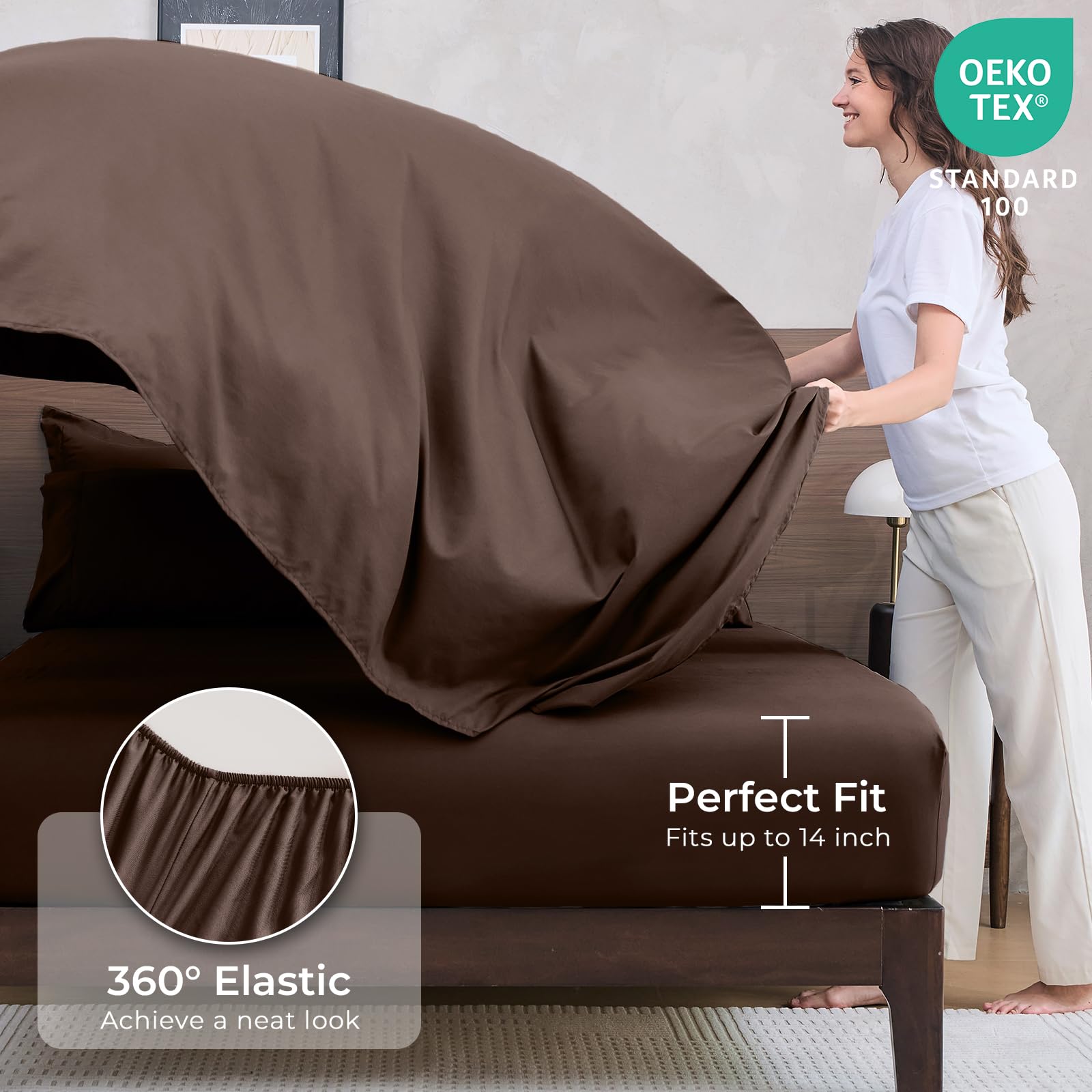 HEVUMYI brown queen pillow shams adding a polished bed presentation