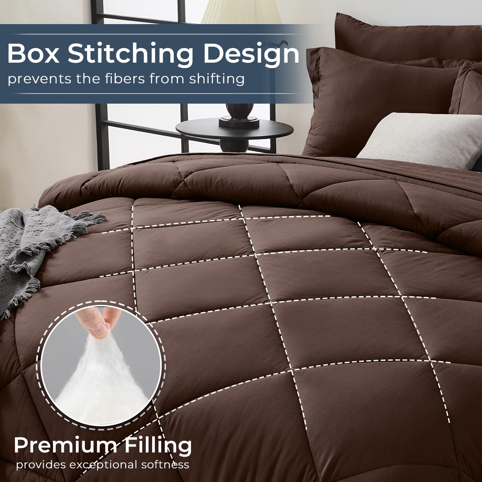 HEVUMYI brown queen pillowcases showing soft microfiber and cozy feel
