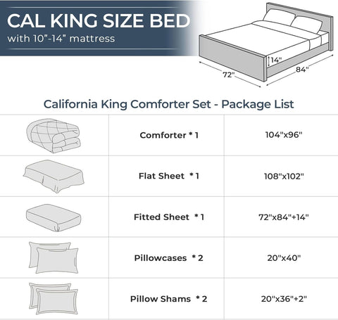 HEVUMYI California King bed-in-a-bag ensemble shown on a neatly made bed