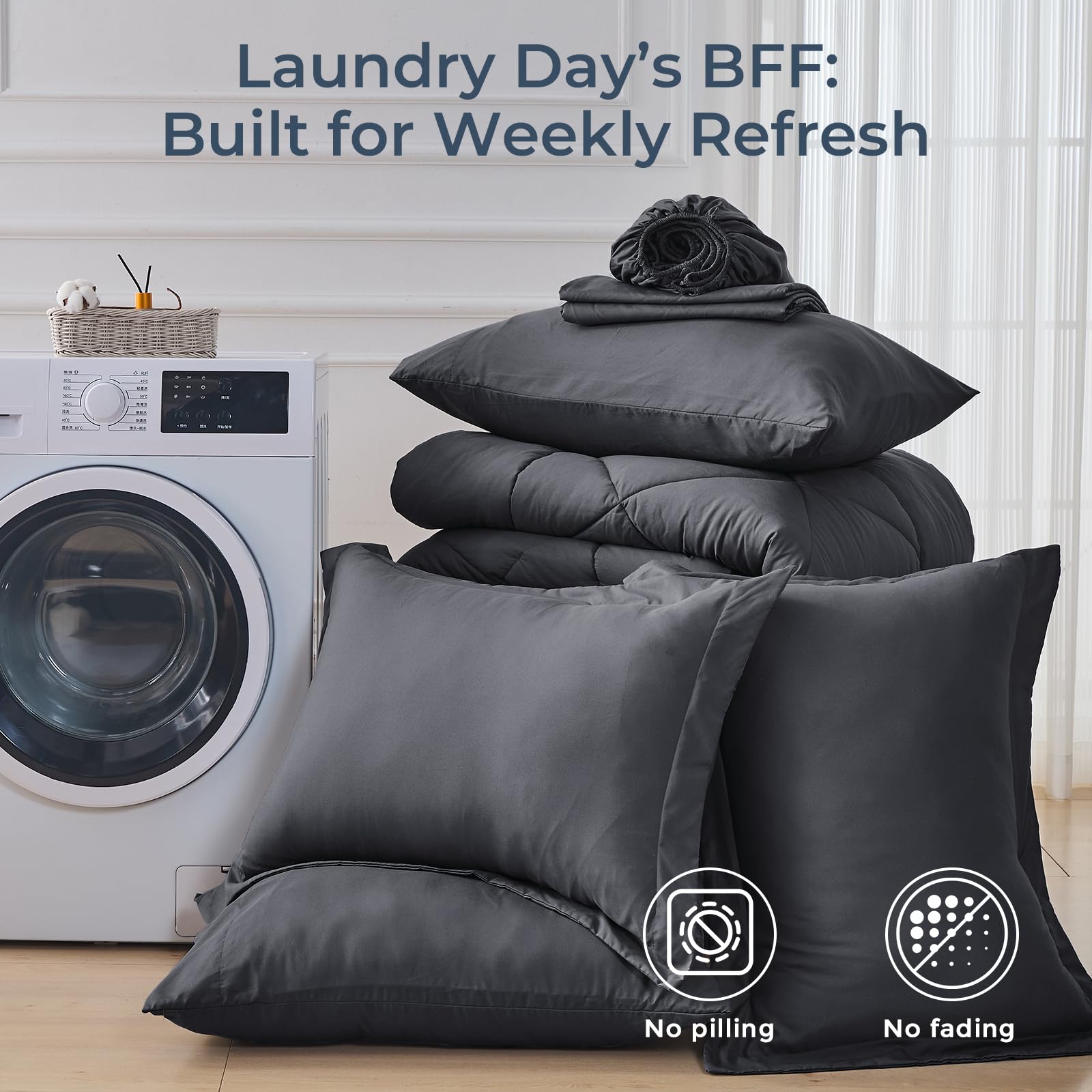 HEVUMYI California King brushed microfiber texture delivers whisper-quiet comfort