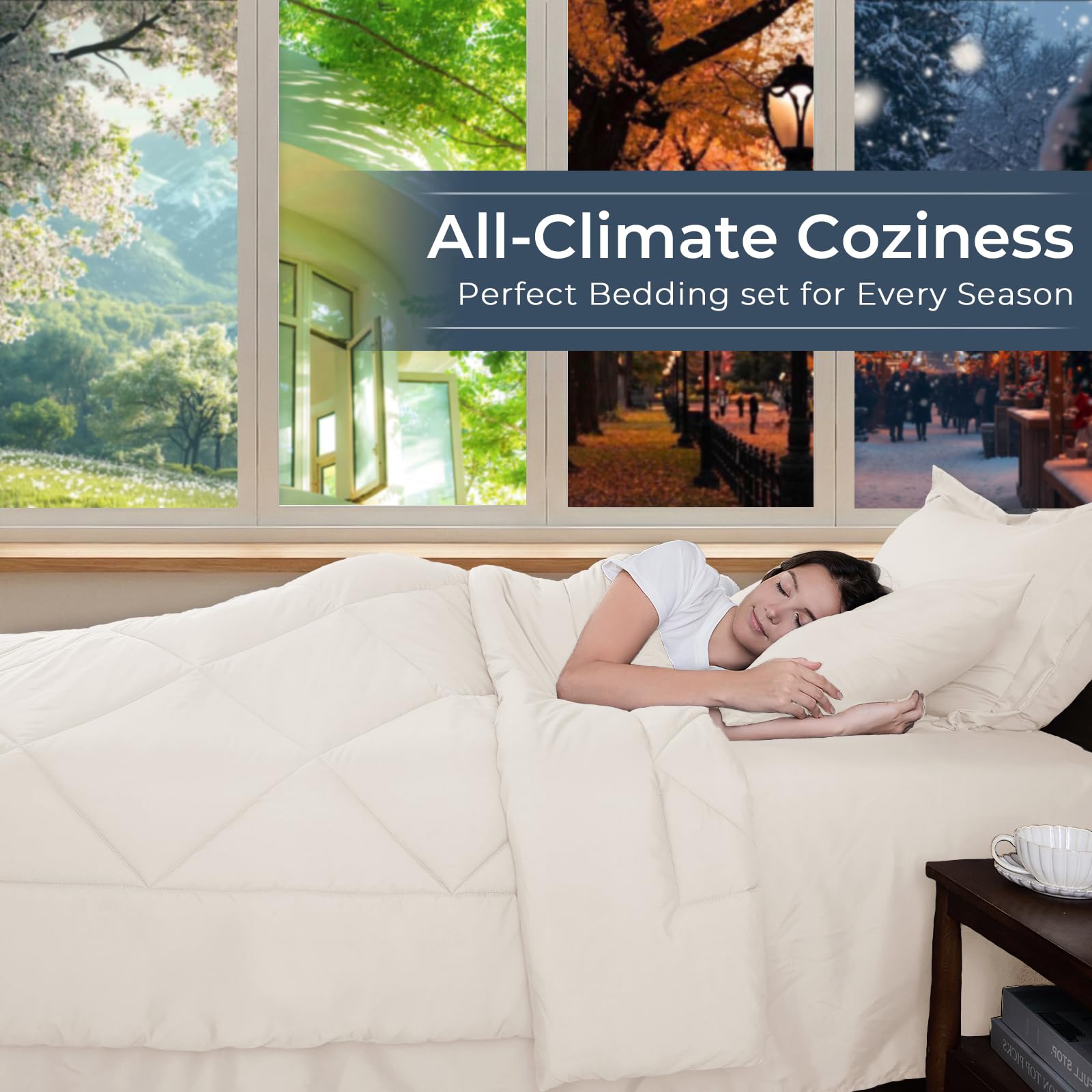 HEVUMYI Ivory Queen flat sheet displays silky breathable surface