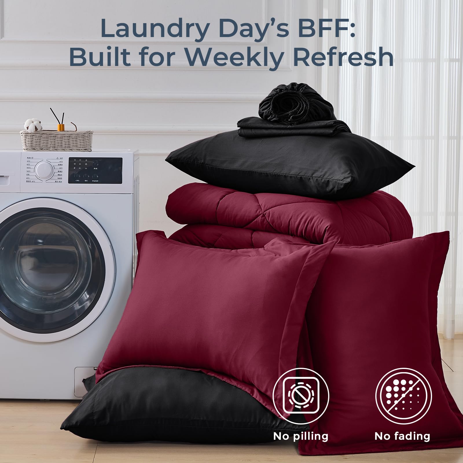HEVUMYI baffle-box construction ensures even fill after washing.