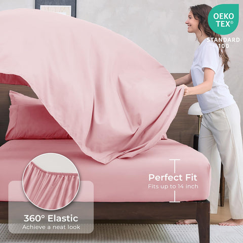 HEVUMYI Pink Queen pillow shams add a polished bed-ready finish.