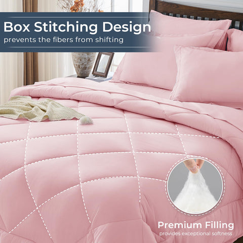 HEVUMYI Pink Queen pillowcases provide gentle skin-contact sleep.