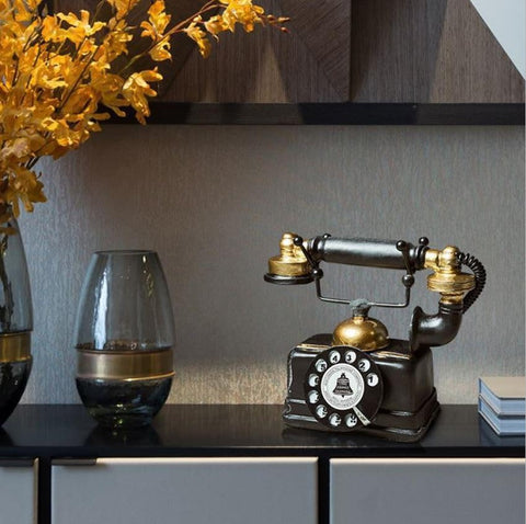Hewnda bar window decor retro phone prop enhances venue character.