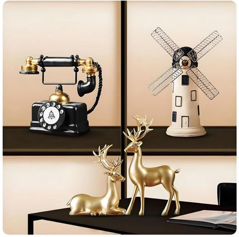 Hewnda retro phone model, close-up dial resin texture for premium decor.