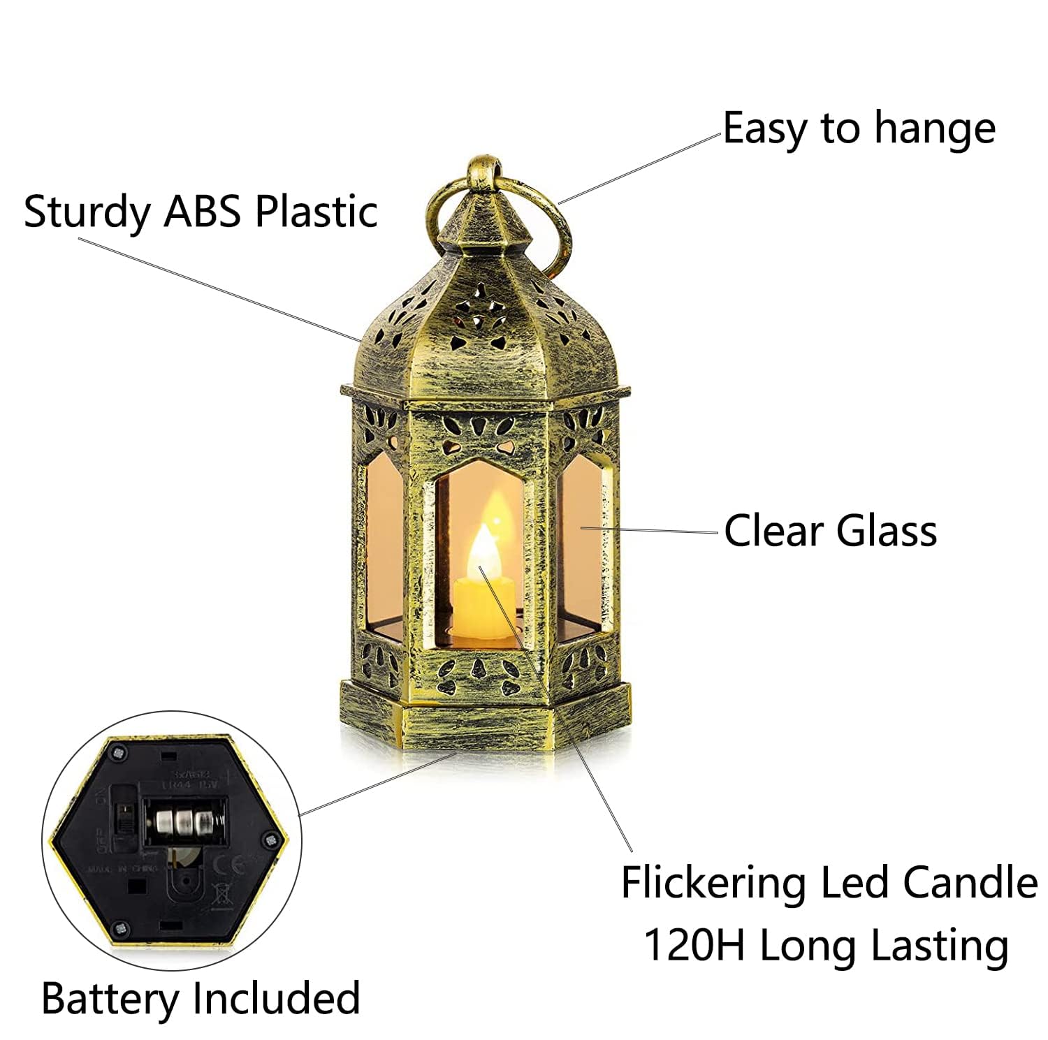 Hewory battery-included lanterns powered by coin cells for long glow.