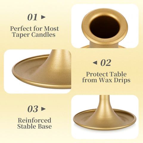Hewory brass candlestick base with wide stable bottom protecting surfaces