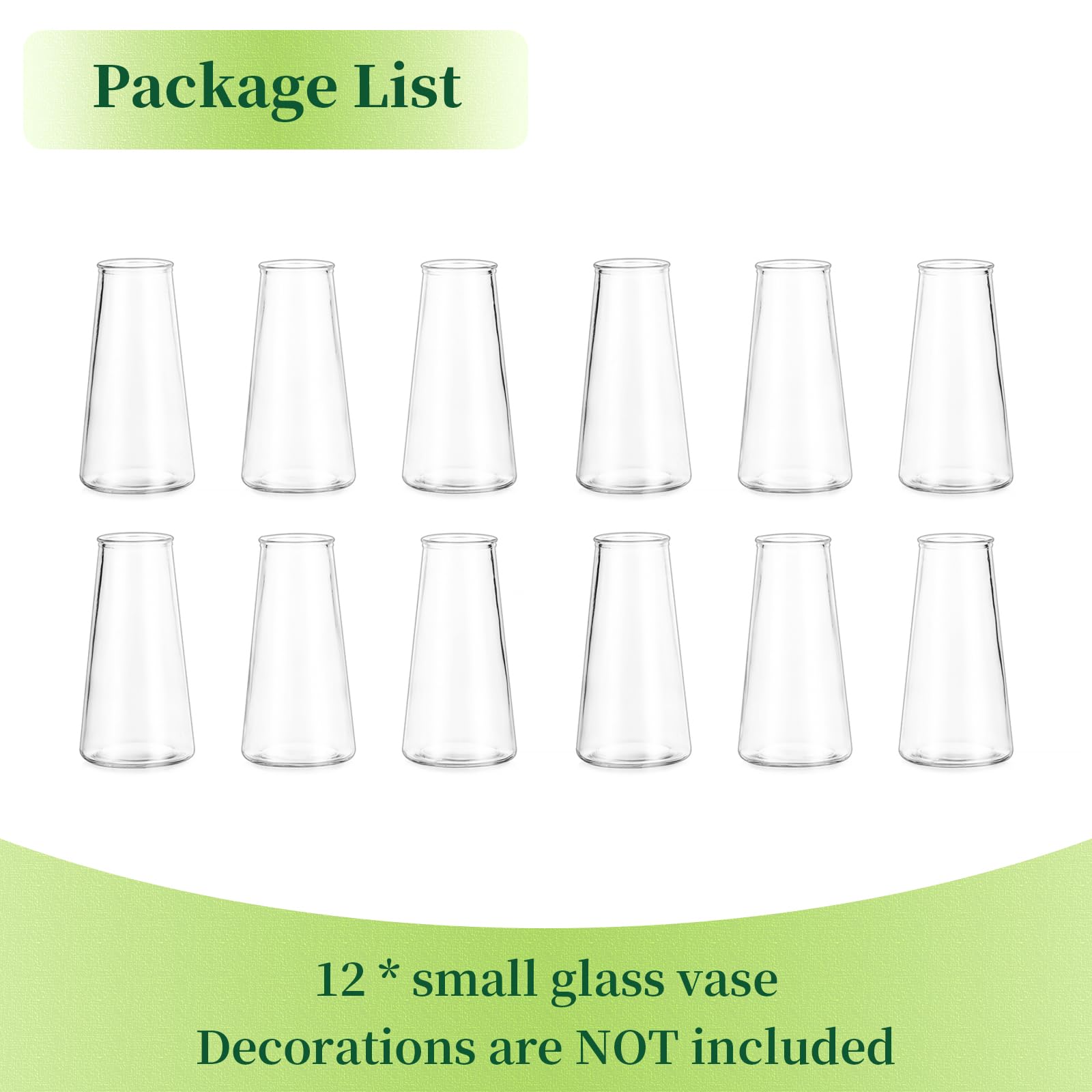 Hewory Glass Bud Vase 12-pack packaged ready for bulk gifting.