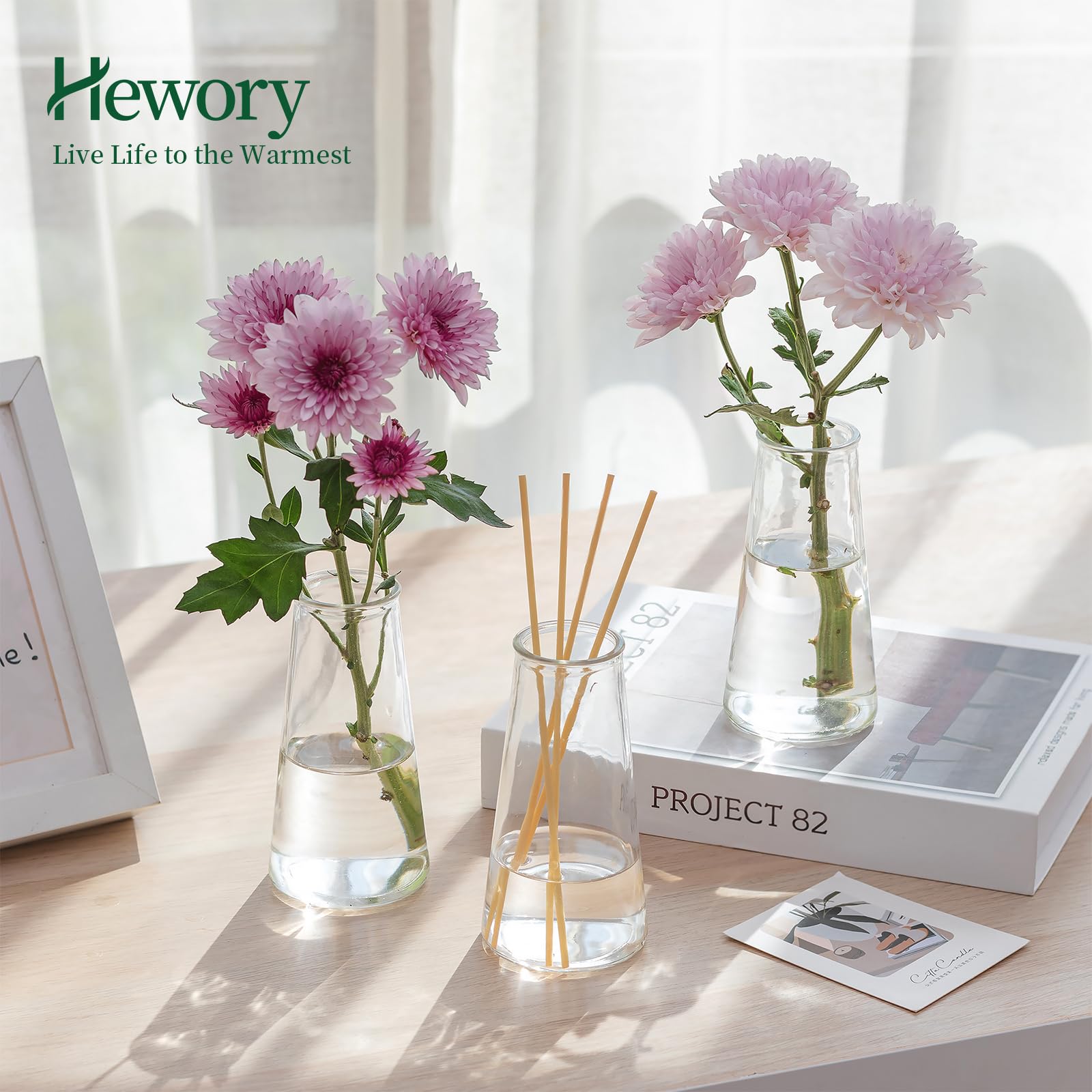 Hewory Glass Bud Vase wedding or event decor for table centerpieces.