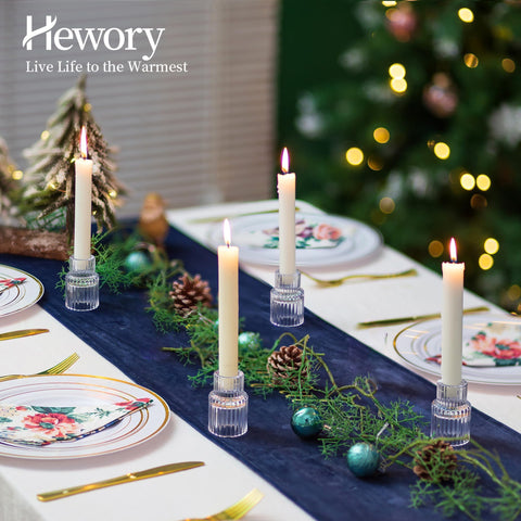 Hewory clear taper candle holder sized for 22mm candles.