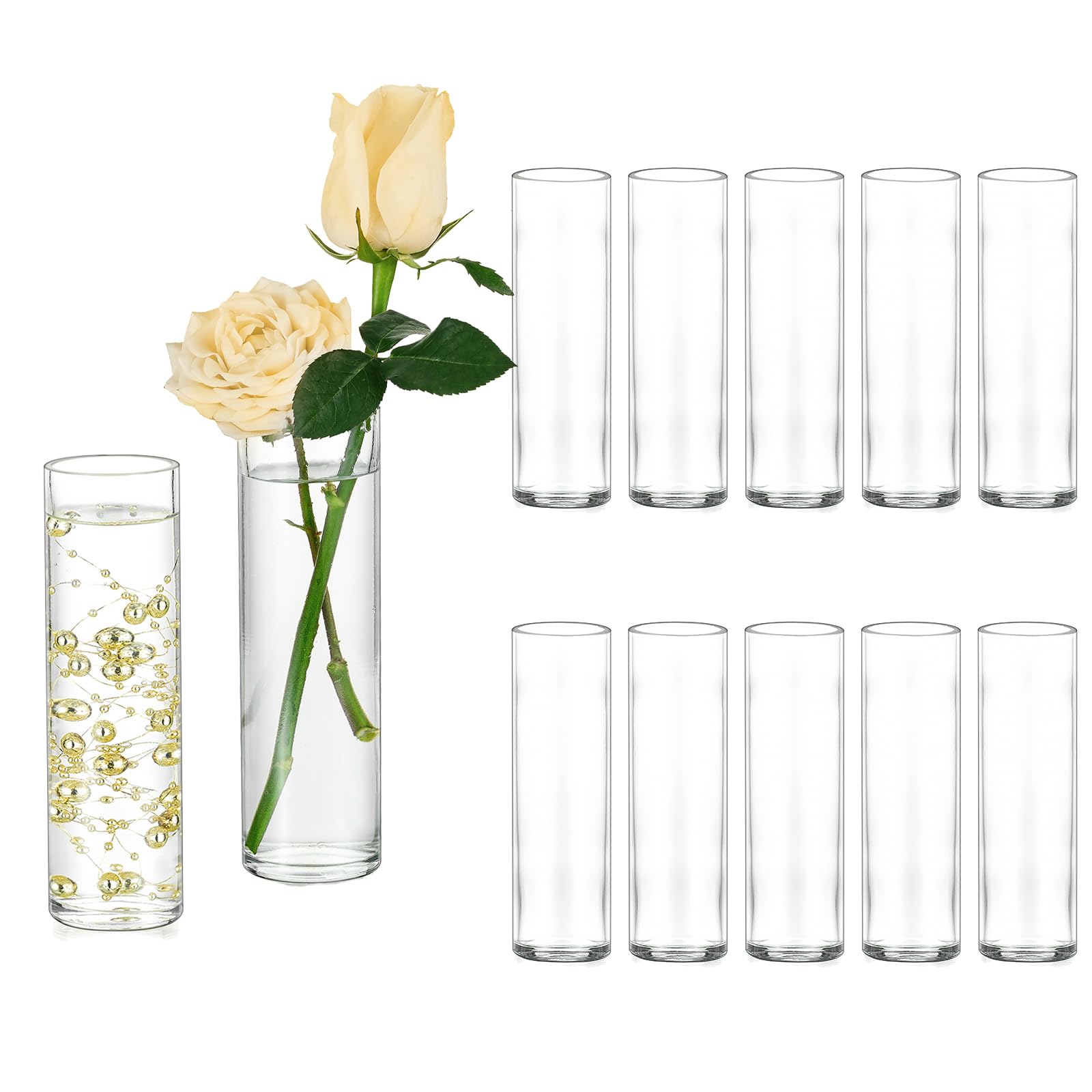 Hewory cylinder bud vase set of 12 – slim silhouette for elegant centerpieces